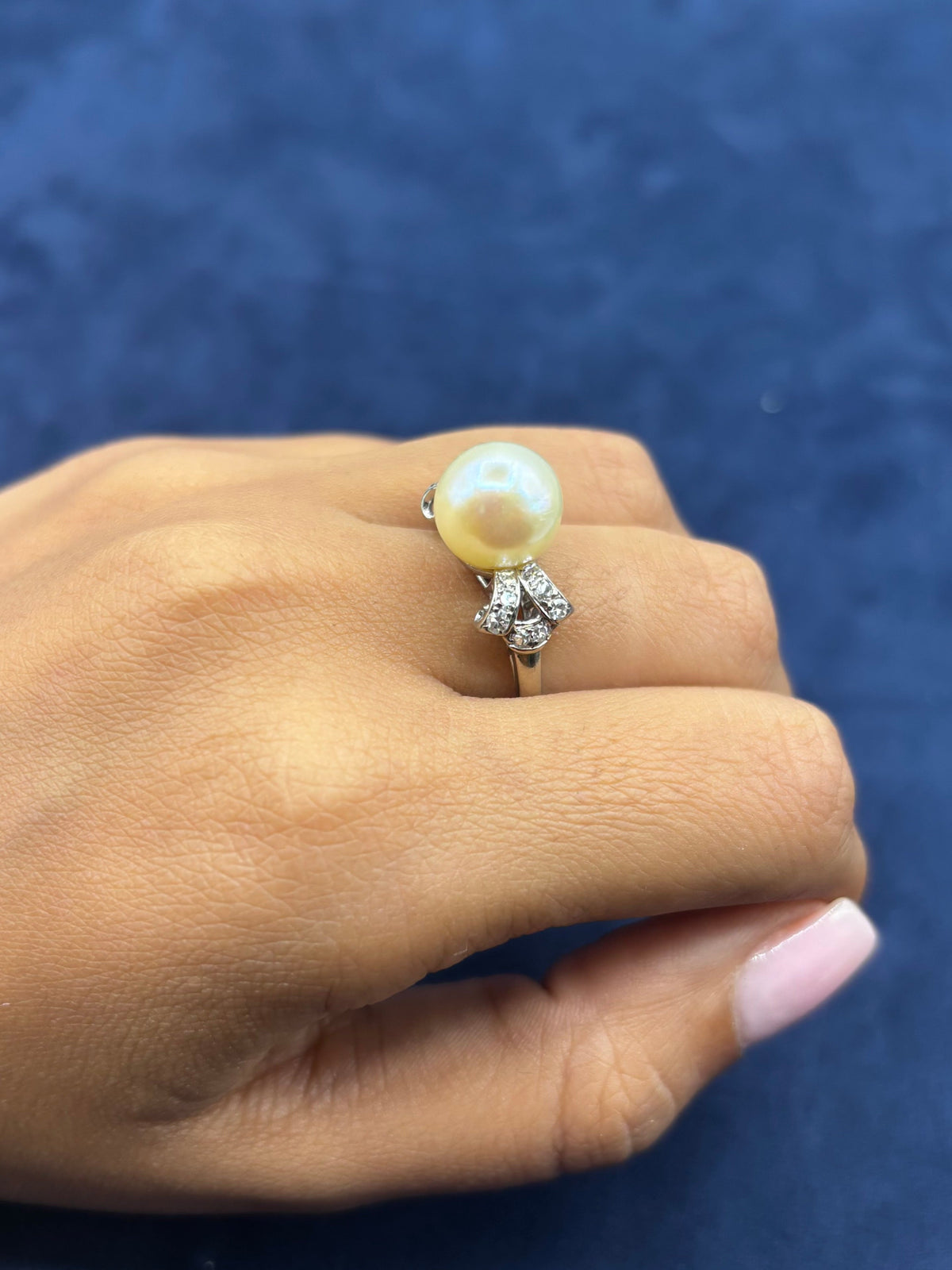 14K Gold Pearl Center Diamond Ring - additional product view 4