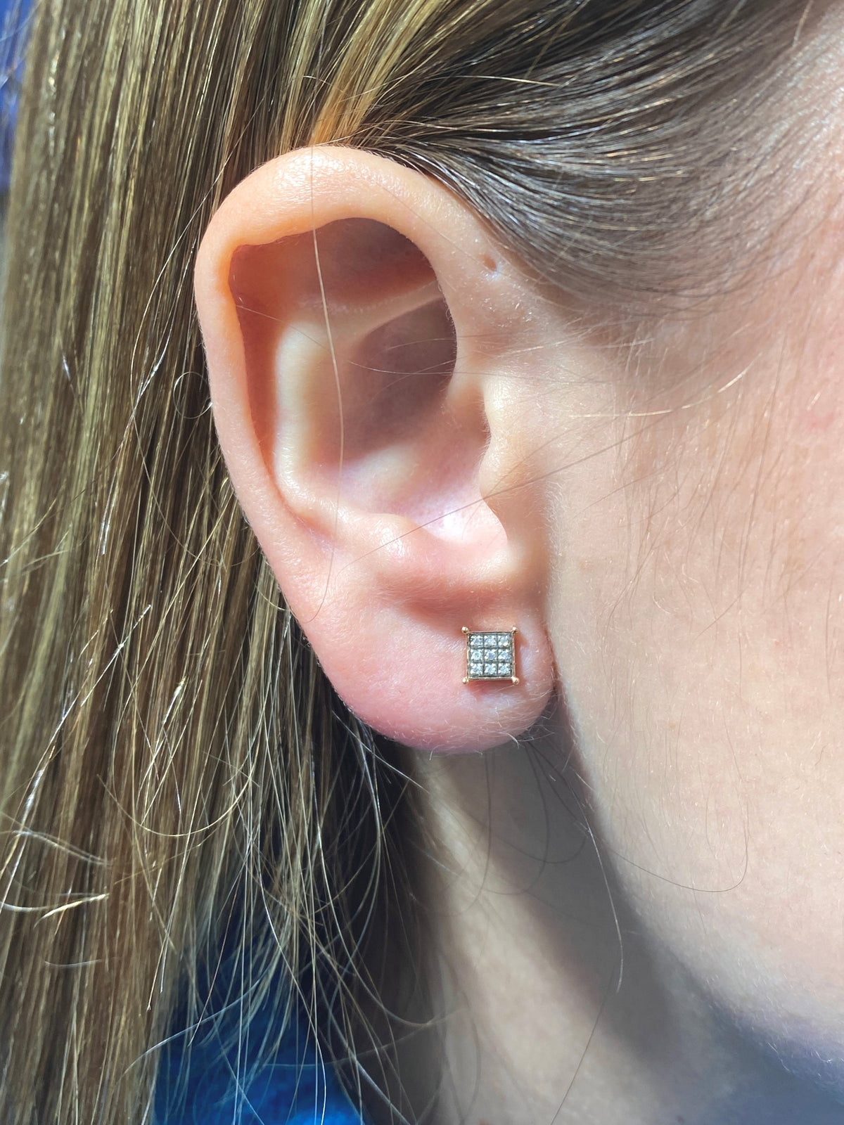 10K Gold Square Dance Floor Diamond Earrings - additional product view 5