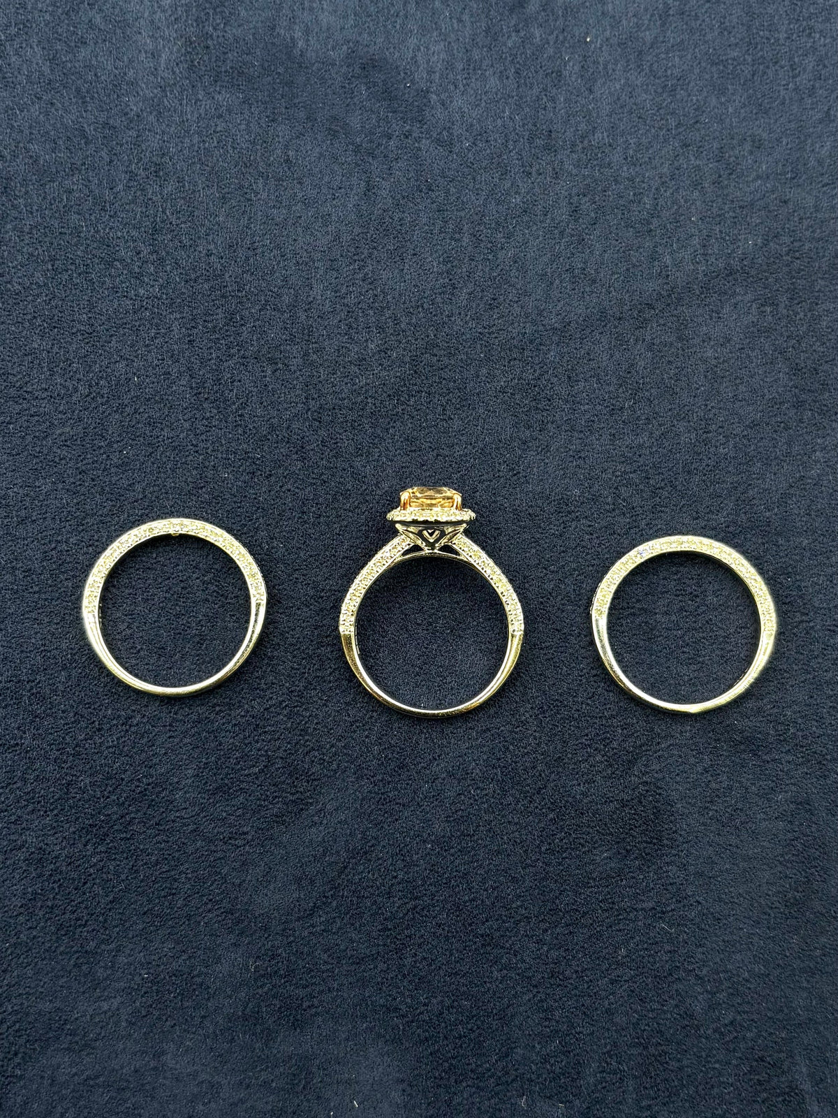 14K Gold and Pink Tourmaline Three Diamond Ring Effy Set - additional product view 7