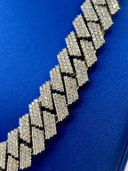 14K 16.5mm Jumbo White Gold and Diamond Cuban Link Chain - additional product view 4
