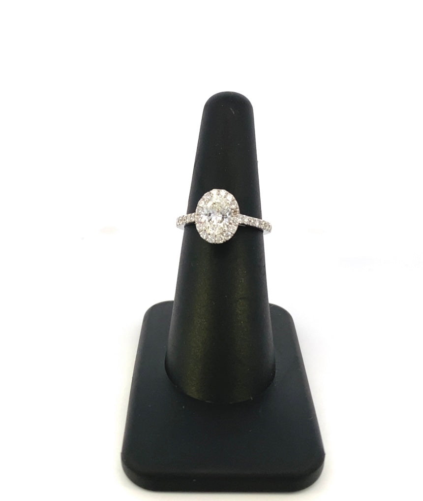 14K Gold Oval with Halo Engagement Diamond Ring - additional product view 3