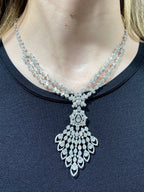 14K Gold BRIDAL BAGUETTE PEAFOWL TENNIS Diamond NECKLACE - additional product view 2