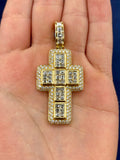 14K Gold Robust Diamond Cross Pendant in gold, large - close-up product photo