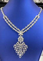 14K Gold BRIDAL BAGUETTE PEAFOWL TENNIS Diamond NECKLACE - additional product view 4