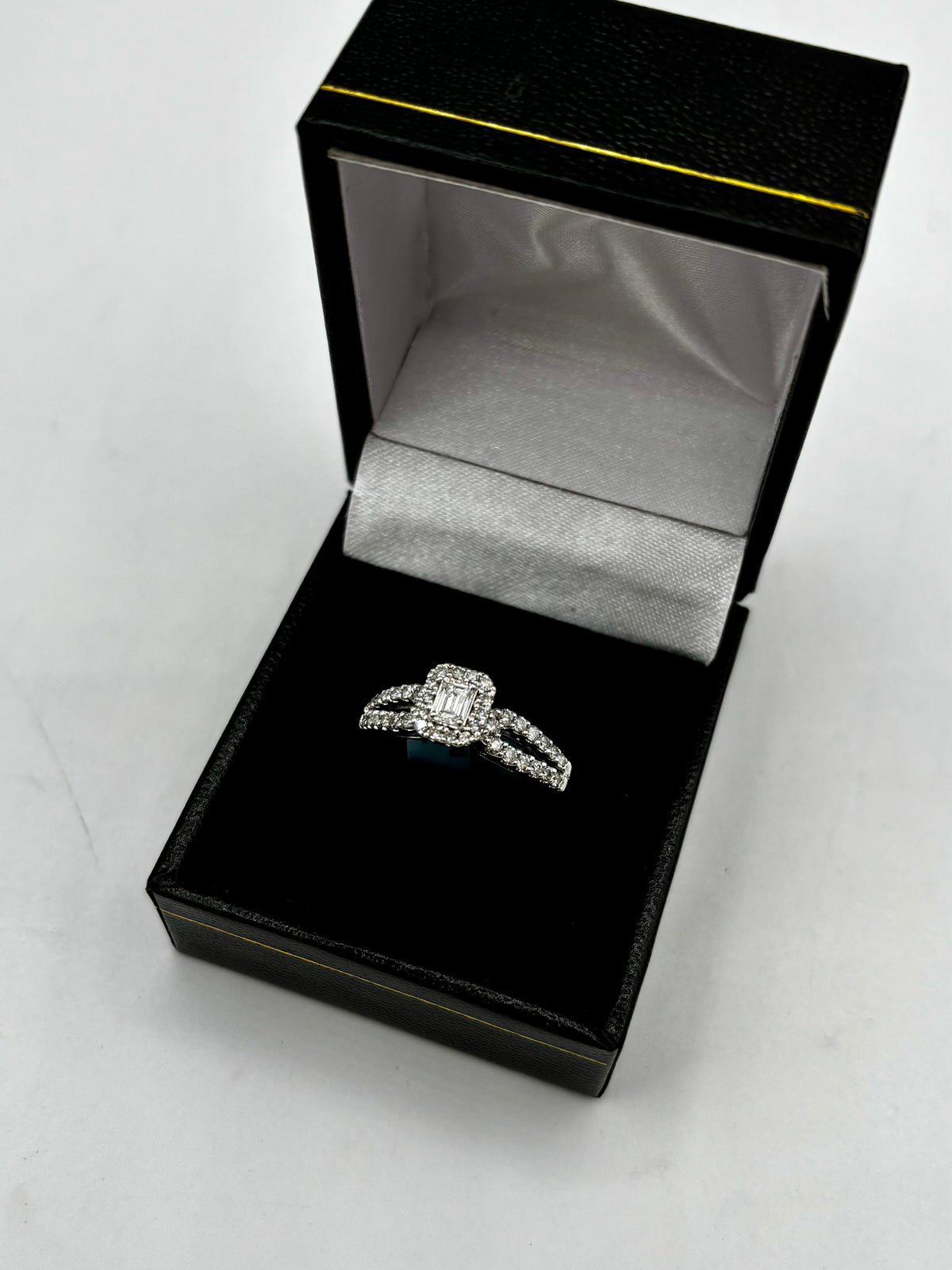 14K Gold Lovely Emerald Cut Lab Diamond Center Engagement Ring - additional product view 4
