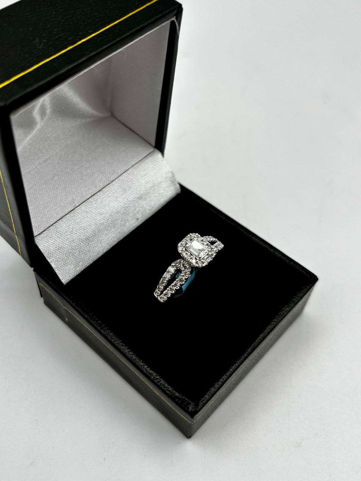 14K Gold Lovely Emerald Cut Lab Diamond Center Engagement Ring - additional product view 5