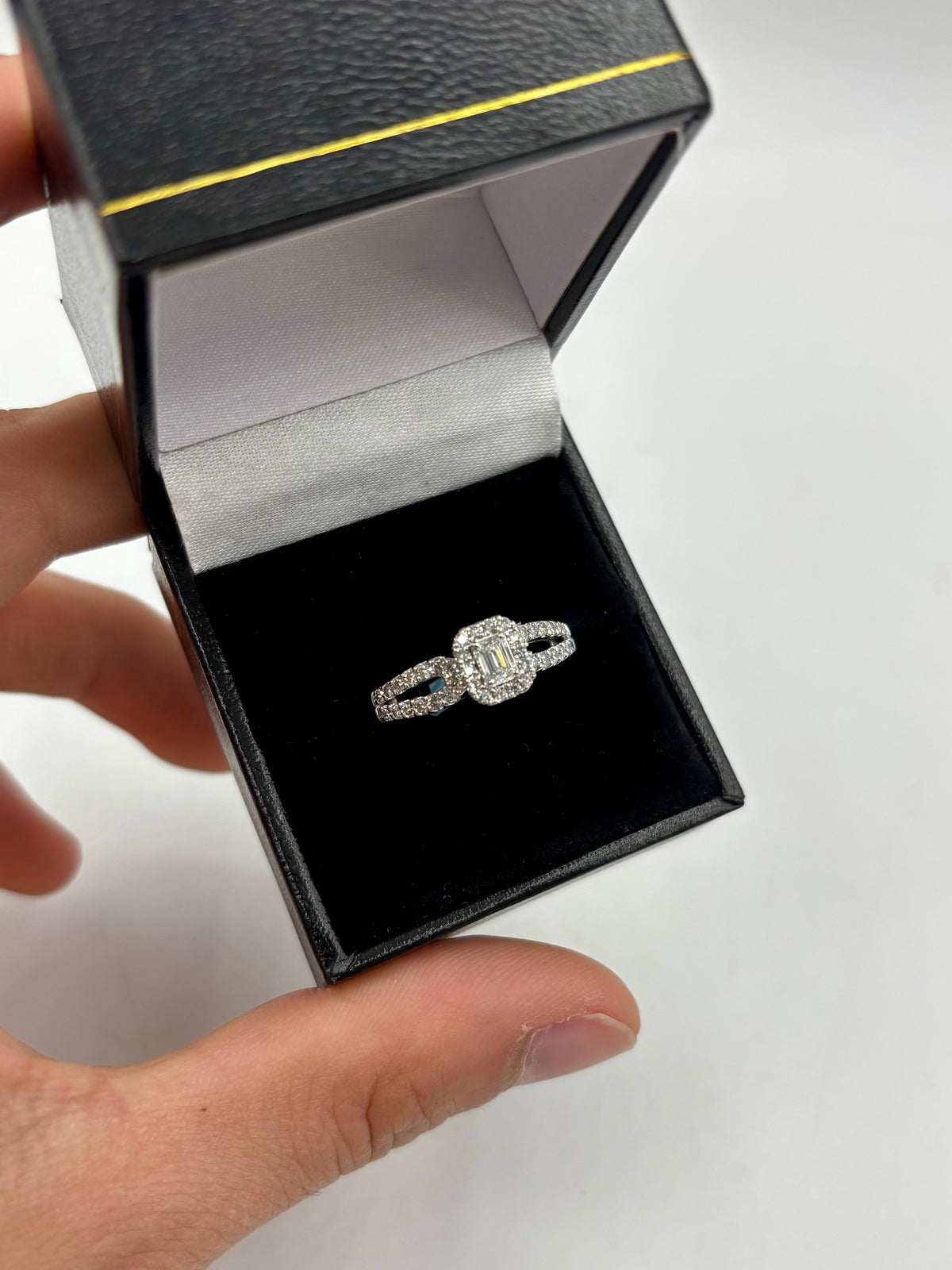 14K Gold Lovely Emerald Cut Lab Diamond Center Engagement Ring - additional product view 6