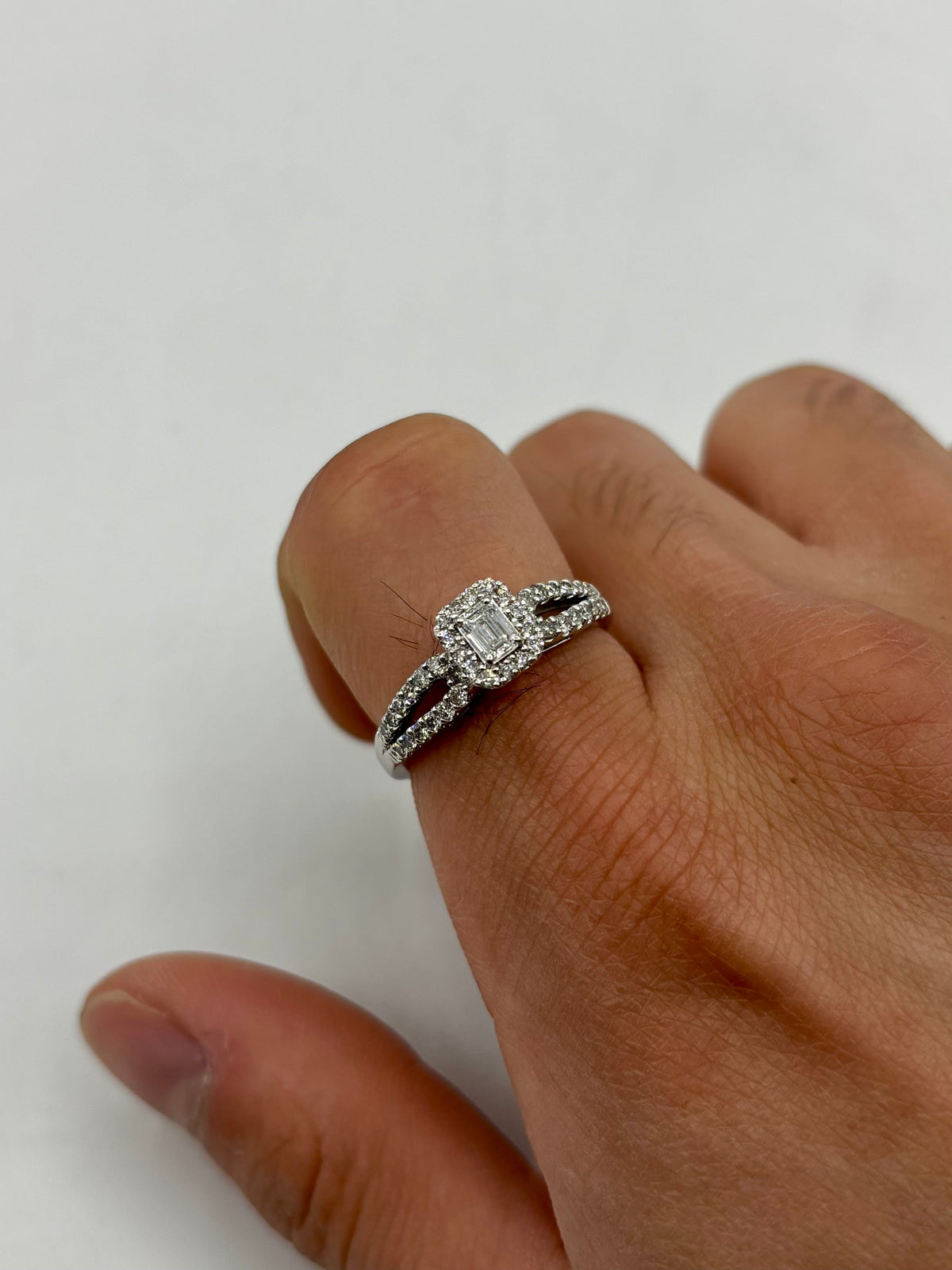 14K Gold Lovely Emerald Cut Lab Diamond Center Engagement Ring - additional product view 7