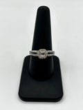 14K Gold Lovely Emerald Cut Lab Diamond Center Engagement Ring in white gold - close-up product photo