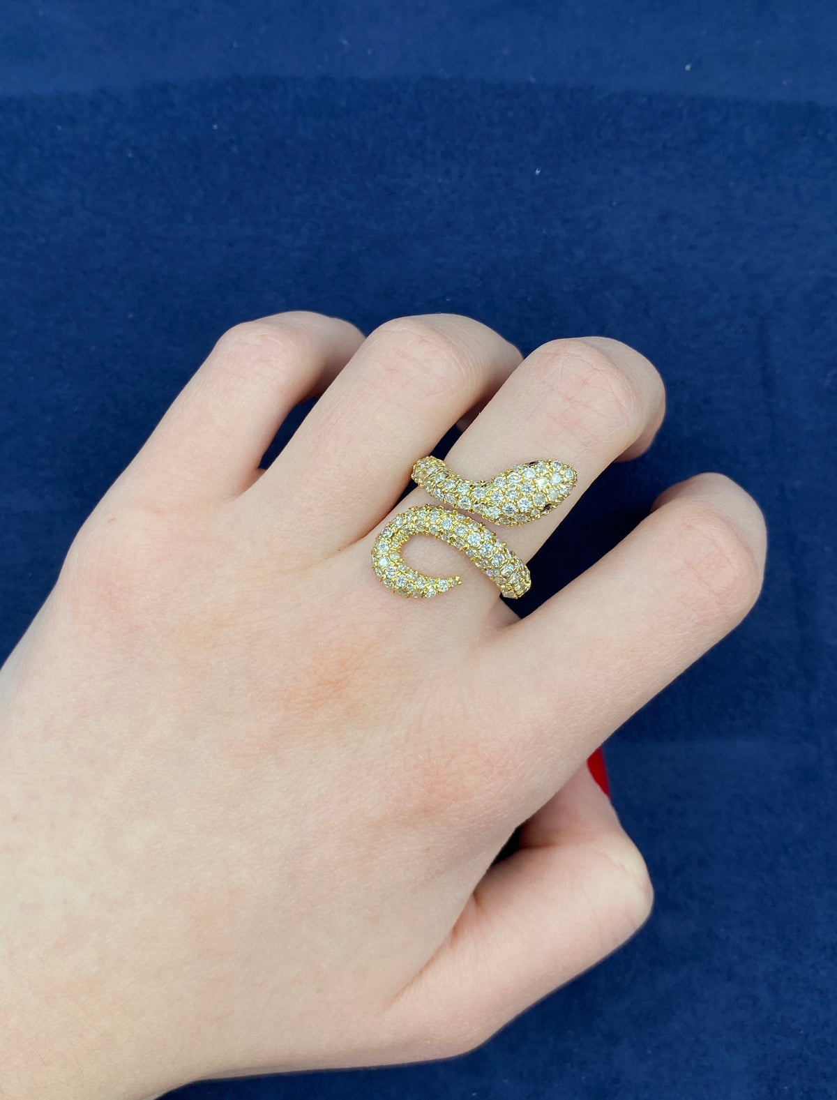 14K Gold Serpent Diamond Snake Ring - additional product view 3