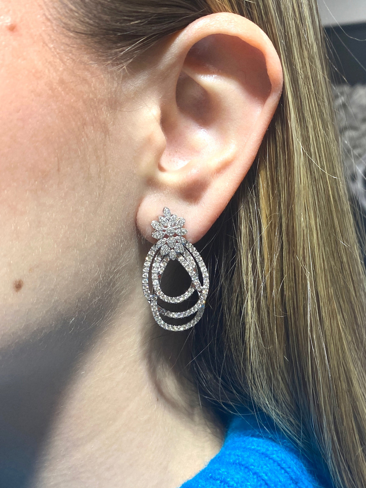 14K Gold Interlaced Hanging Diamond Earrings - additional product view 2