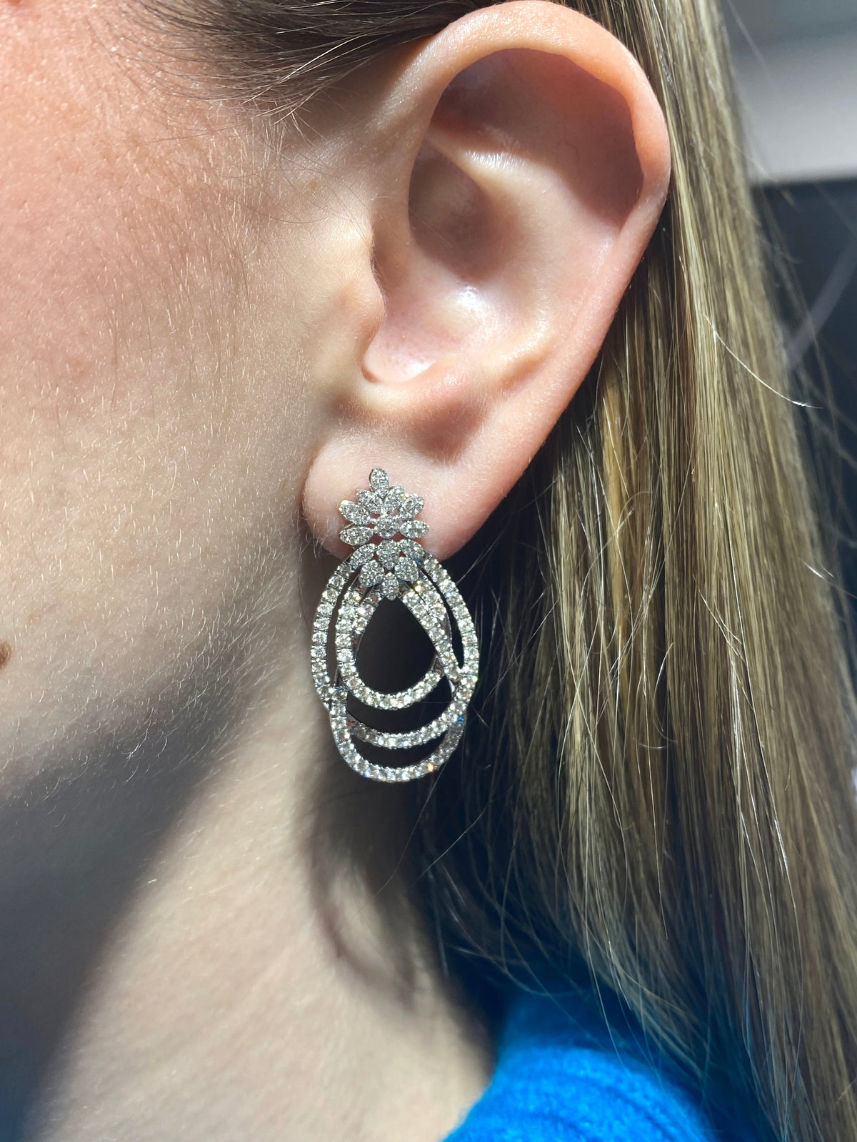 14K Gold Interlaced Hanging Diamond Earrings - additional product view 3