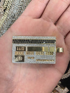 14K Gold World Bank Credit Card Diamond Pendant - additional product view 2