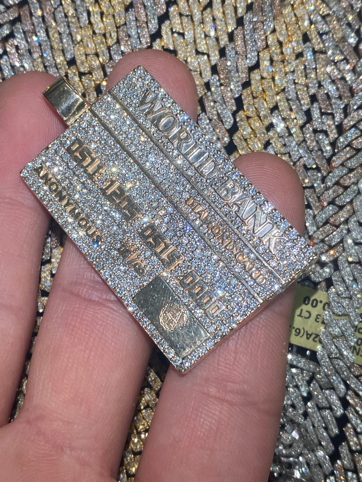 14K Gold World Bank Credit Card Diamond Pendant - additional product view 3