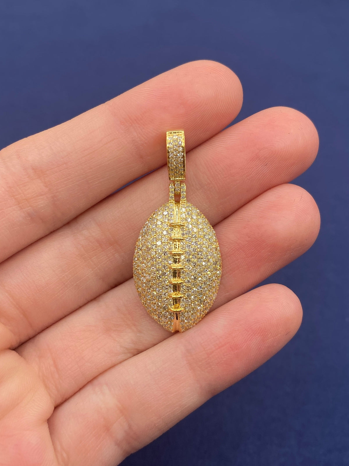 10K Gold Football Diamond Pendant - additional product view 4