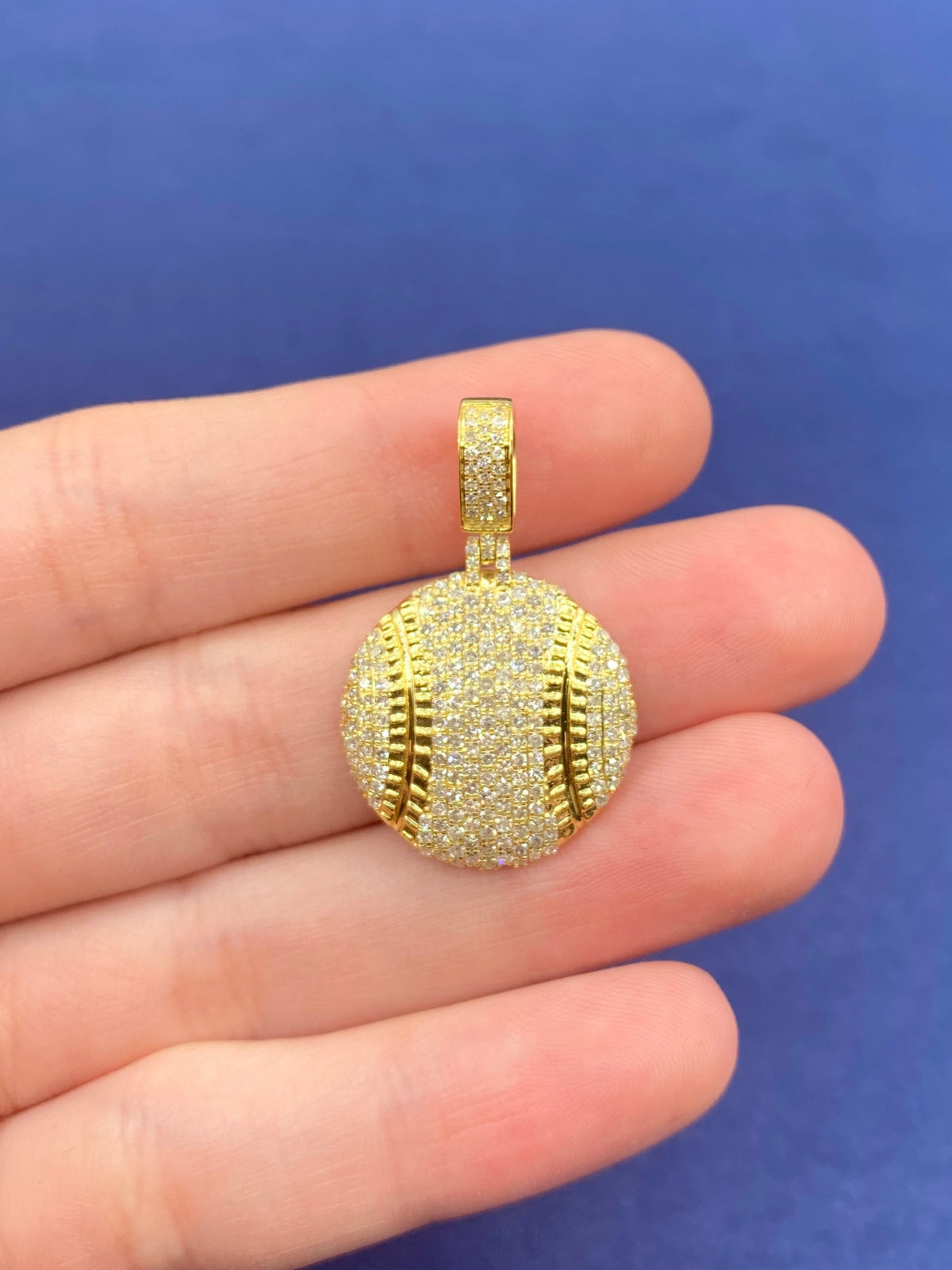 10K Gold Baseball Custom Diamond Pendant - additional product view 3