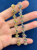 10K Gold Cross and Clover Rainbow Diamond Bracelet - additional product view 4