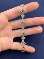 10K Gold Cross and Clover Rainbow Diamond Bracelet - additional product view 5