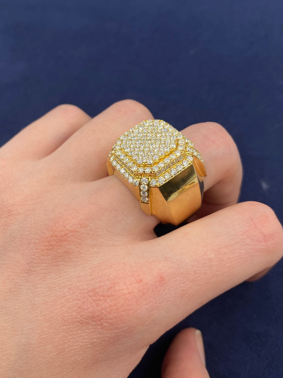 14K Gold Jumbo Chunky Box Diamond Ring - additional product view 5