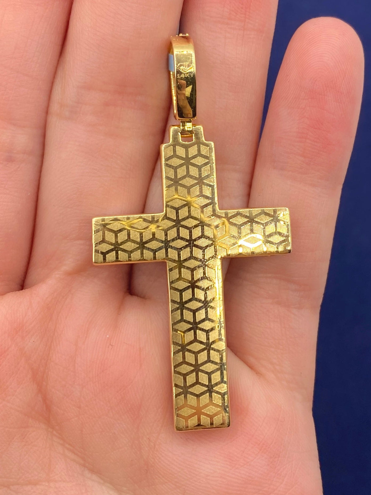 14K Gold Colorful Diamond Cross Pendant - additional product view 5