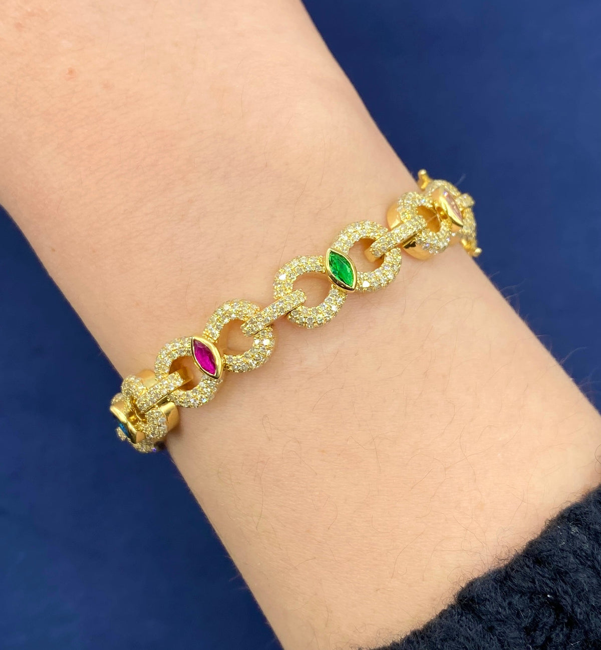 10K Gold Infinity Colored Stones Diamond Bracelet - additional product view 6