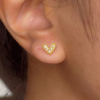 14K Gold Simple Heart Diamond Earrings - additional product view 3