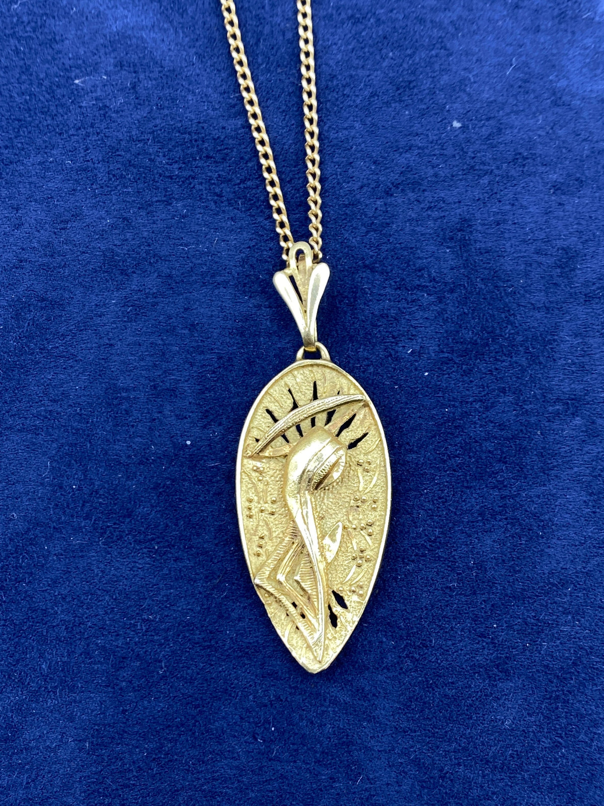 Abstract Virgin Mary Italian Horn Pendant with Chain - additional product view 2