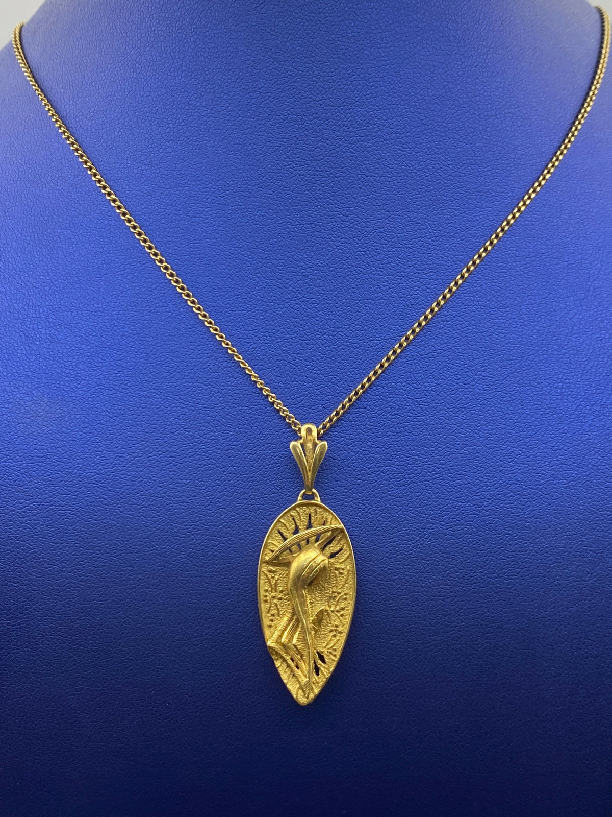 Abstract Virgin Mary Italian Horn Pendant with Chain - additional product view 3