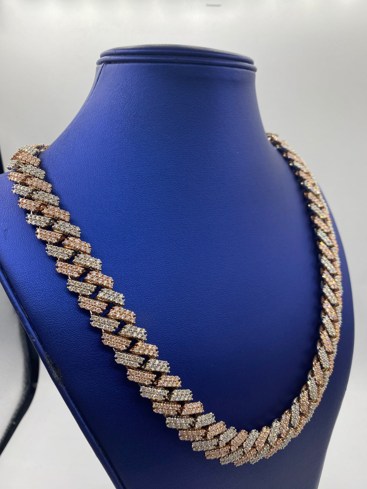 10K Gold Two-Tone Diamond Cuban Link Chain 16mm - additional product view 4