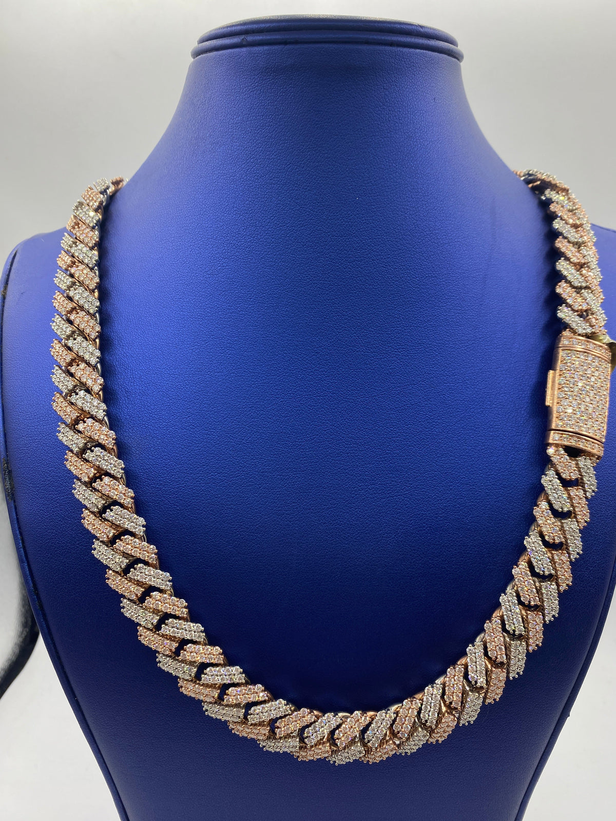 10K Gold Two-Tone Diamond Cuban Link Chain 16mm - additional product view 5