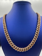 10K Rose Gold & Diamonds Cuban Link Chain 14mm - additional product view 2