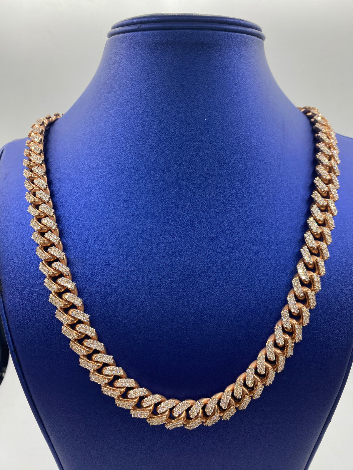 10K Rose Gold & Diamonds Cuban Link Chain 14mm - additional product view 3