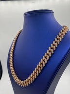 10K Rose Gold & Diamonds Cuban Link Chain 14mm - additional product view 4