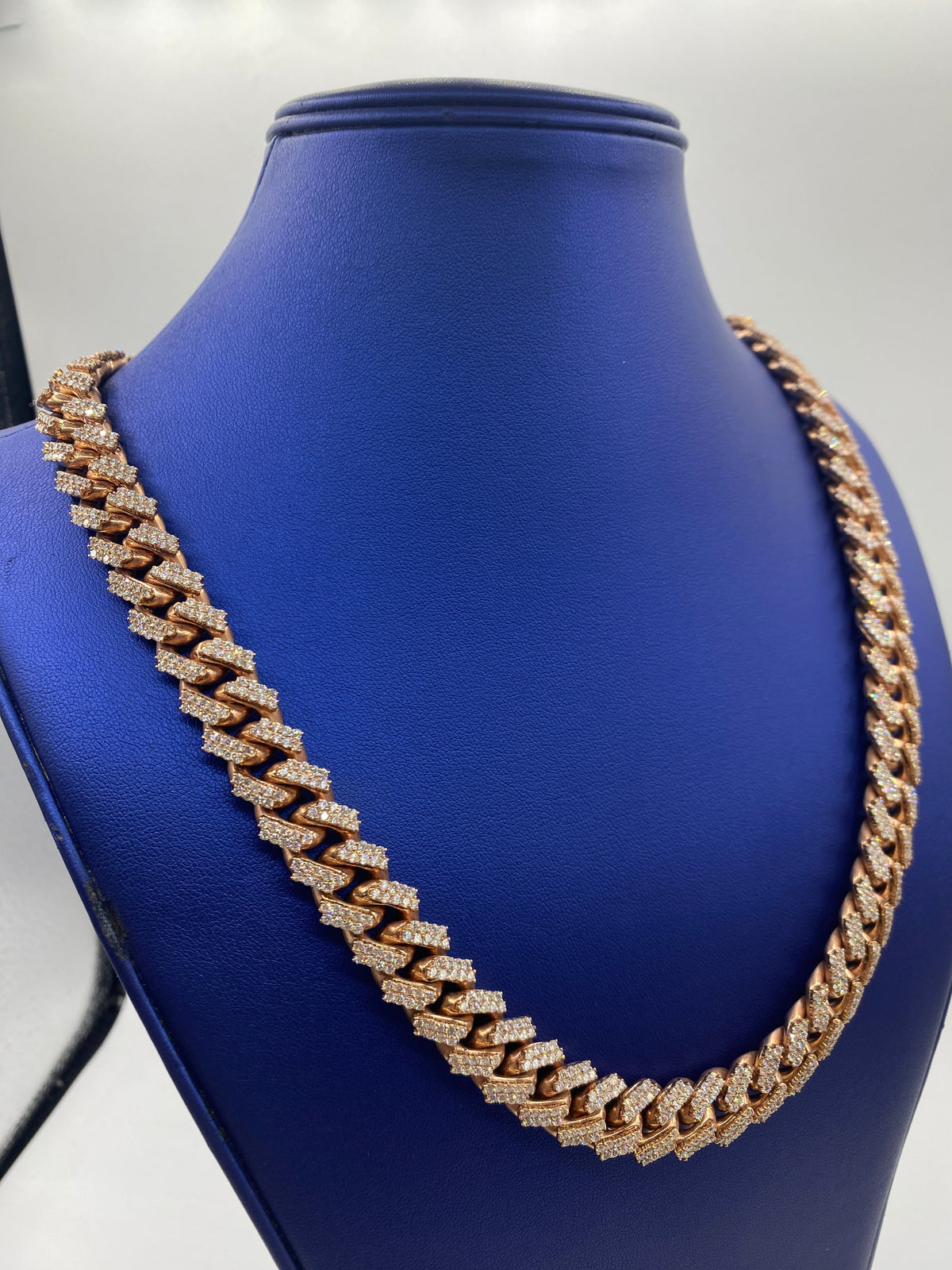 10K Rose Gold & Diamonds Cuban Link Chain 14mm - additional product view 5