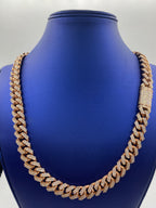 10K Rose Gold & Diamonds Cuban Link Chain 14mm - additional product view 6