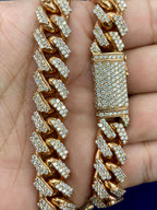 10K Rose Gold & Diamonds Cuban Link Chain 14mm - additional product view 8