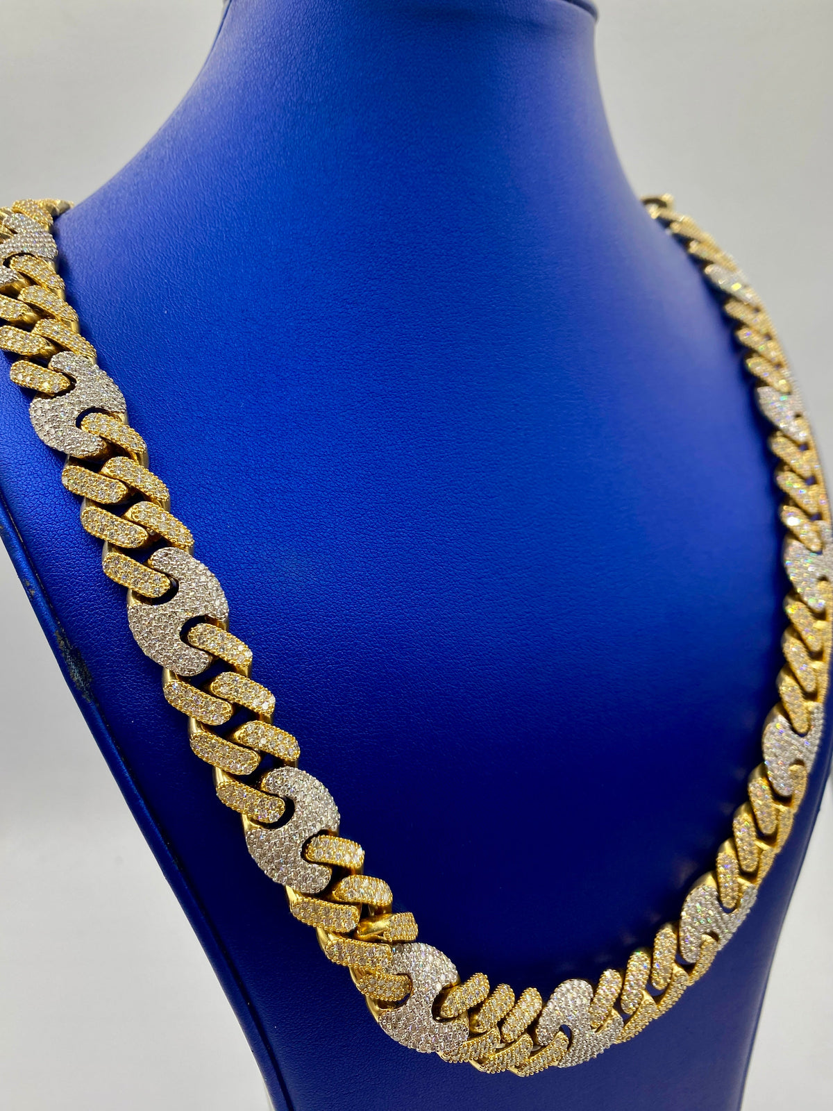 10K Two-Tone Gold & Diamonds Cuban Link 15.5mm Chain - additional product view 3