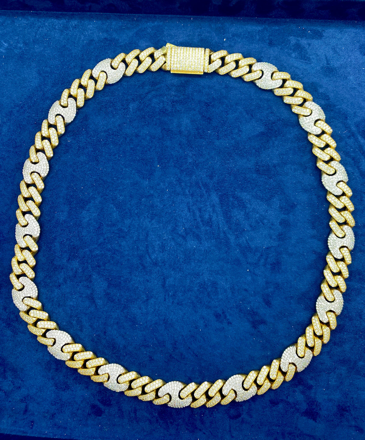10K Two-Tone Gold & Diamonds Cuban Link 15.5mm Chain - additional product view 8