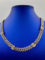 10K Gold Two-Tone & Diamonds Cuban Link 10mm Chain - additional product view 2