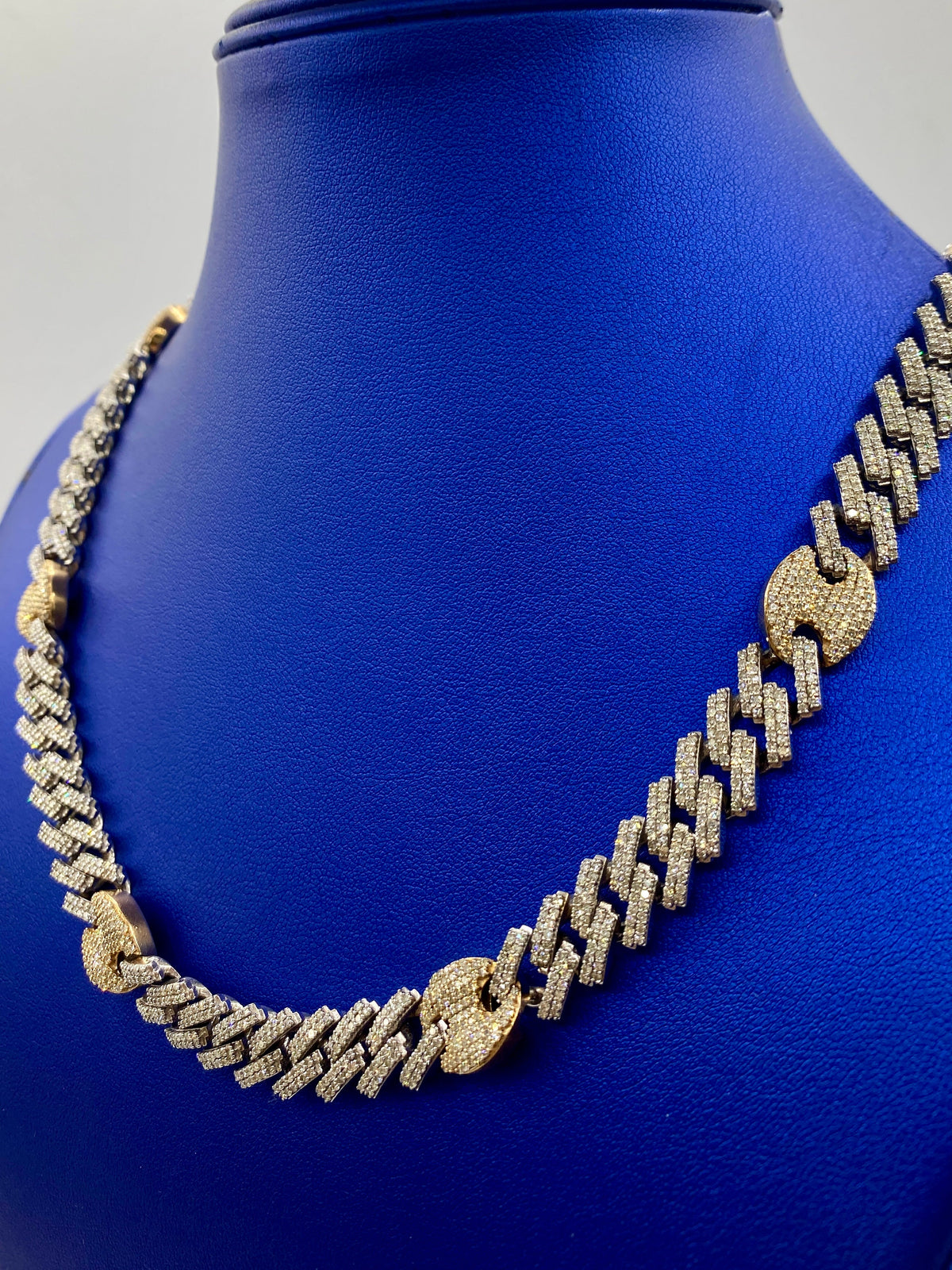 10K Gold Two-Tone & Diamonds Cuban Link 10mm Chain - additional product view 3