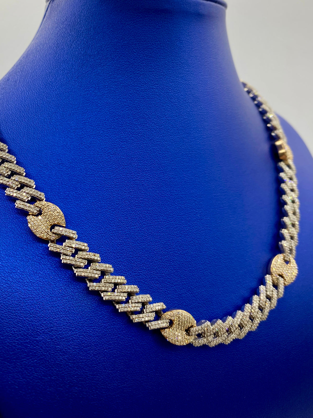 10K Gold Two-Tone & Diamonds Cuban Link 10mm Chain - additional product view 4
