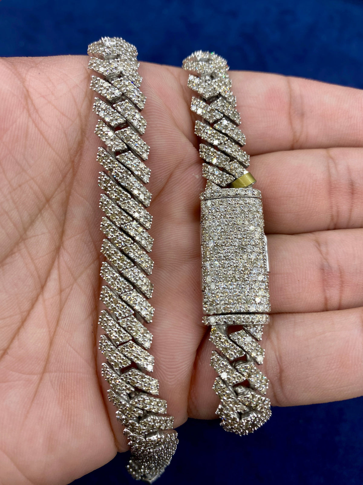 10K White Gold & Diamonds Cuban Link 10mm Chain - additional product view 7