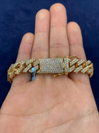 14K Gold & Diamonds Cuban Link Bracelet 13mm - additional product view 4