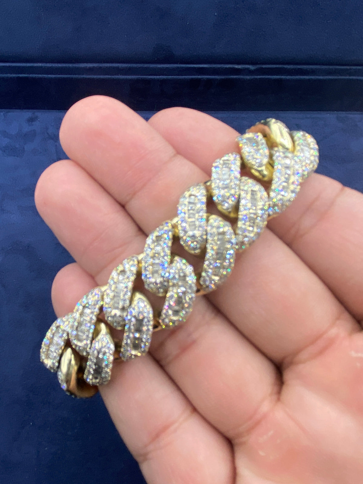 14K Gold & Diamonds Cuban Link Bracelet 16.5mm - additional product view 3
