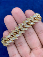 14K Gold & Diamond Cuban Bracelet 12mm - additional product view 3