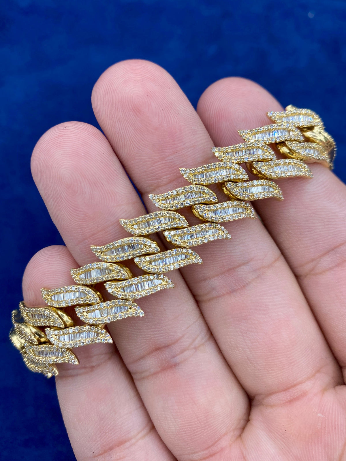 14K Gold & Diamond Cuban Bracelet 12mm - additional product view 3