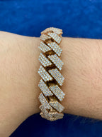 10K Rose Gold & Diamonds Cuban Link Bracelet 17.5mm - additional product view 2