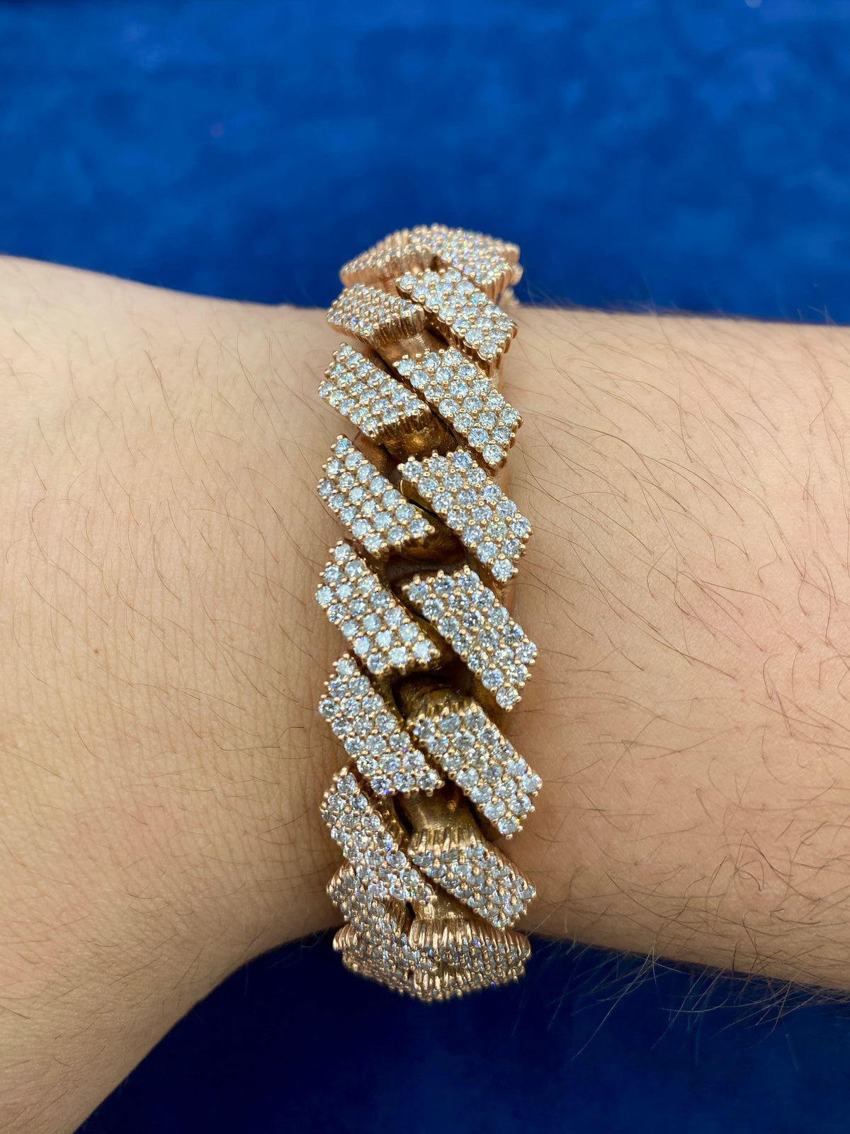 10K Rose Gold & Diamonds Cuban Link Bracelet 17.5mm - additional product view 2