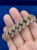 10K Rose Gold & Diamonds Cuban Link Bracelet 17.5mm - additional product view 3