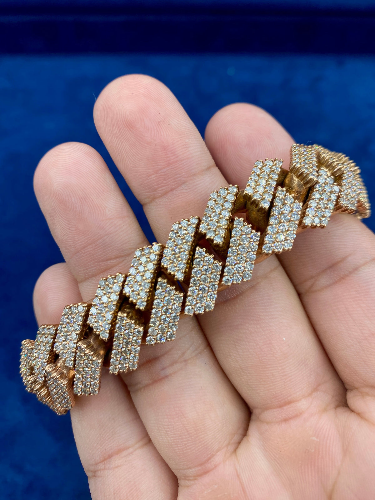 10K Rose Gold & Diamonds Cuban Link Bracelet 17.5mm - additional product view 3